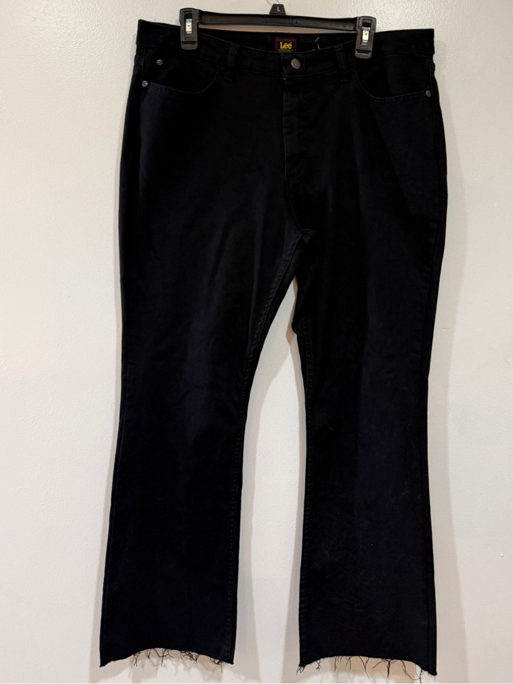LEE Womens Size 16M Black Bootcut Jeans Raw Hem Indie Mid Rise Stretch Pants